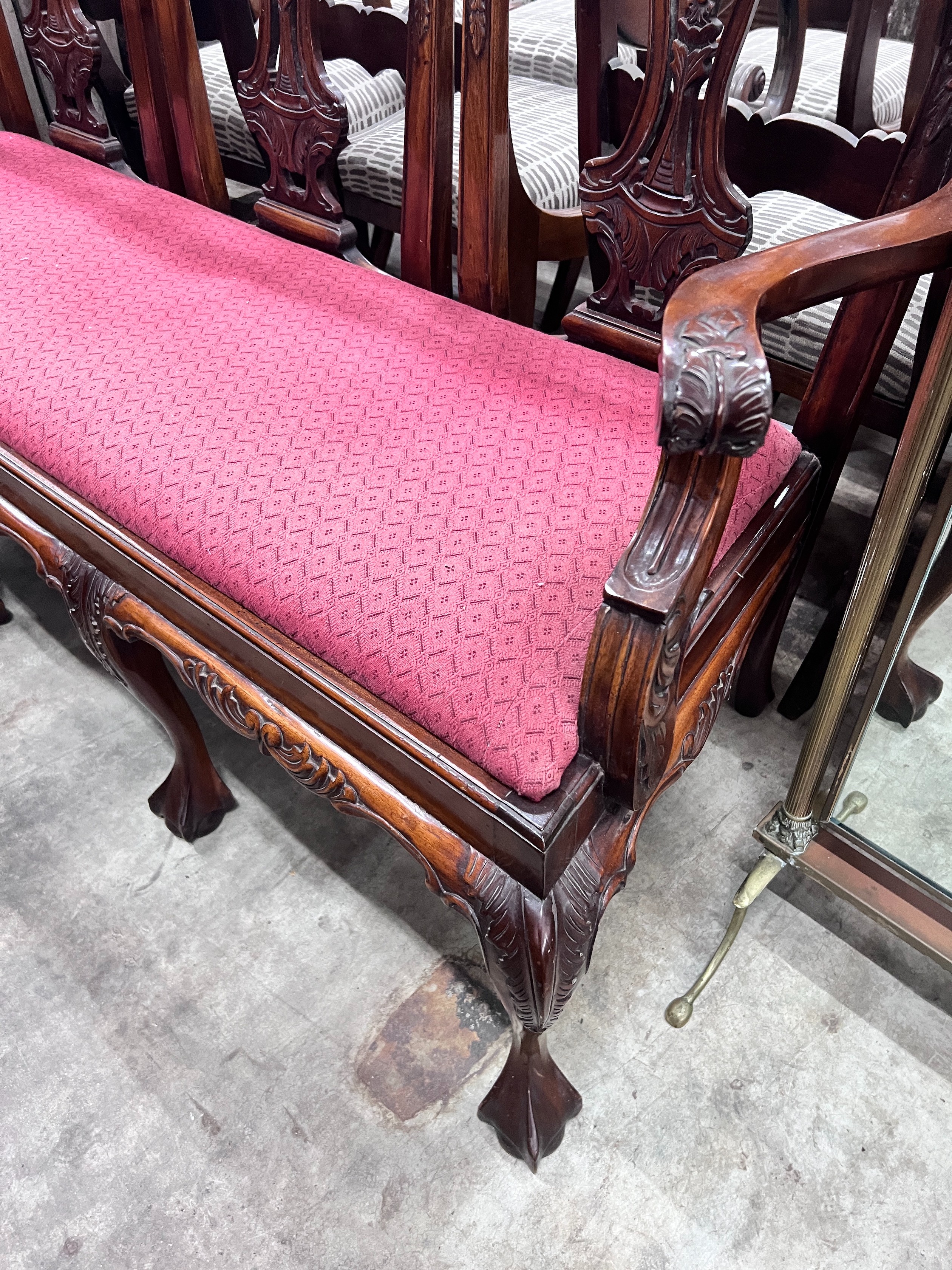 A Chippendale style mahogany chair back settee, width 160cm *Please note the sale commences at 9am.